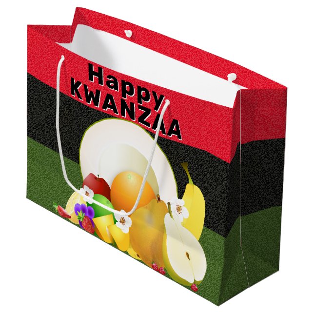 Grand Sac Cadeau Corne d'abondance de fruits de Kwanzaa (Devant Angle)