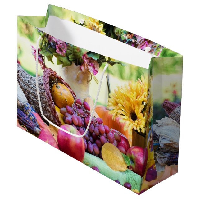 Grand Sac Cadeau Cornucopia Autumn Harvest Table du chef (Devant Angle)