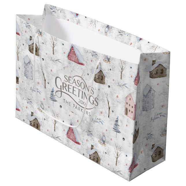 Grand Sac Cadeau Cosy Home Christmas Pink ID985 (Devant Angle)