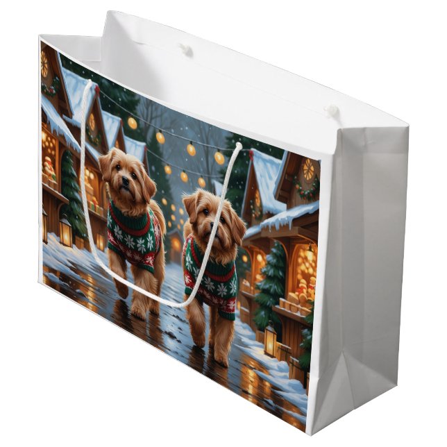 Grand Sac Cadeau Coton De Tulear Dogs Christmas Snow Holiday (Devant Angle)
