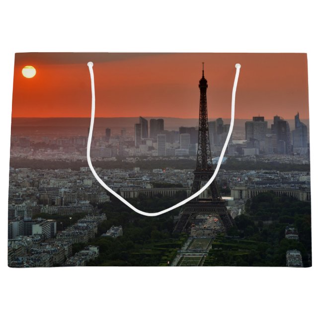 Grand Sac Cadeau Coucher du soleil de Paris (Devant)