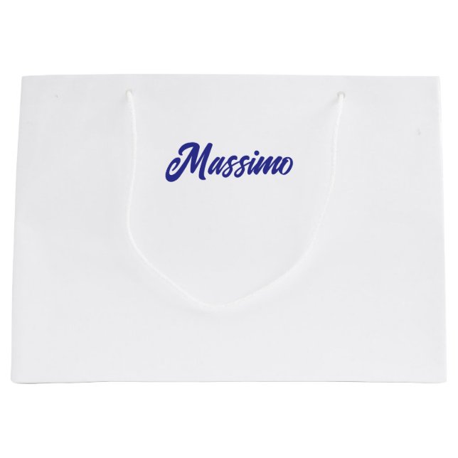 Grand Sac Cadeau Couleur bleu profond calligraphie moderne simple d (Devant)