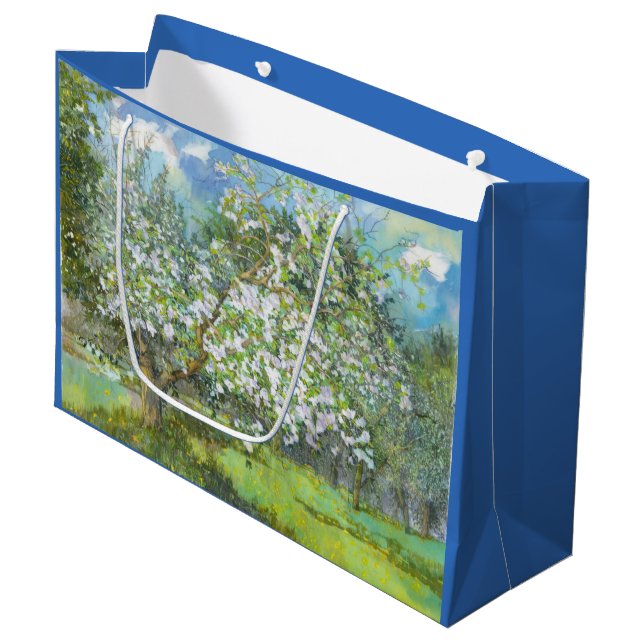 Grand Sac Cadeau Couleur d'aquarelle fleurie (Devant Angle)