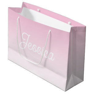 Grand Sac Cadeau Couleur rose clair ombrée (modifiable) et votre te