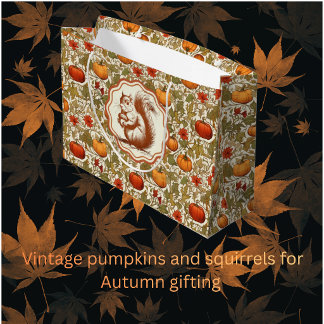 Grand Sac Cadeau Couleurs d'automne de l'écureuil de citrouille