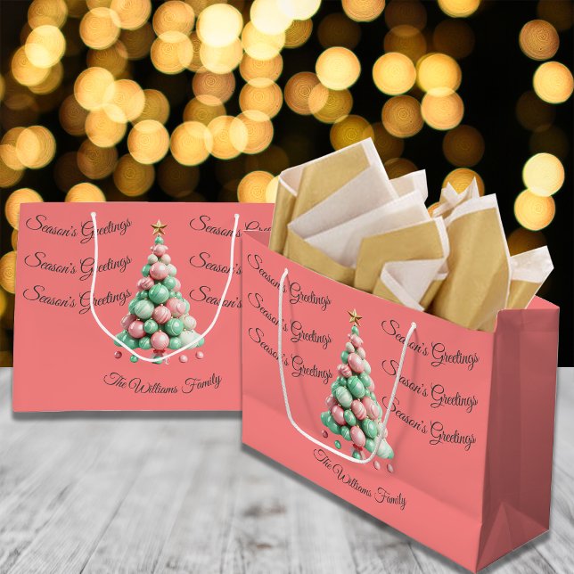 Grand Sac Cadeau Couleurs de Noël Macaron Personnalisées (Créateur téléchargé)