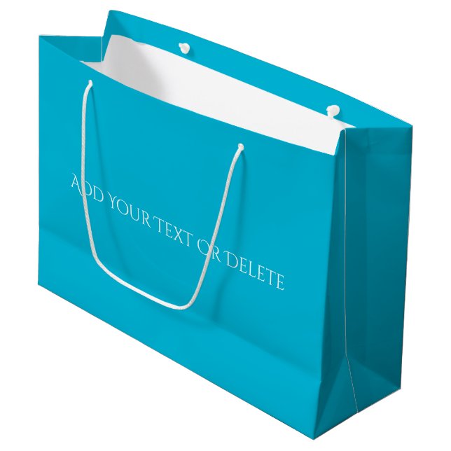 Grand Sac Cadeau Couleurs Tendances - Couleur Cyan Vive - Solide (Devant Angle)