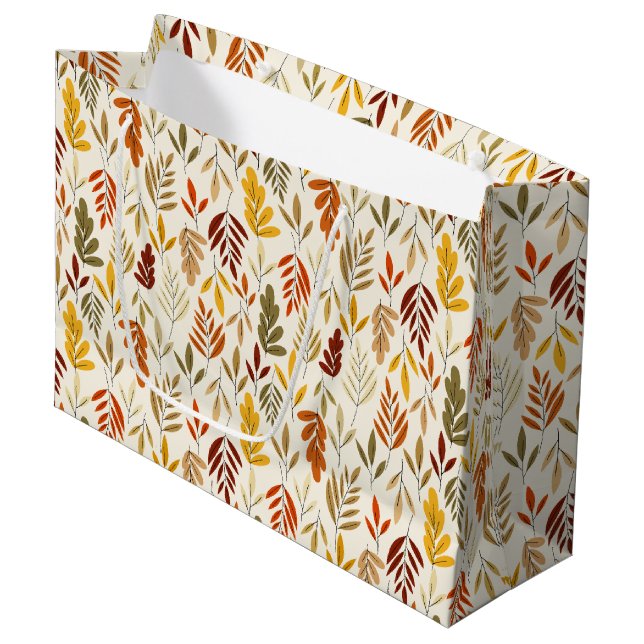 Grand Sac Cadeau Coup de Motif pour un automne cosy (Devant Angle)
