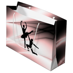 Grand Sac Cadeau Couple de ballet danse accent rose