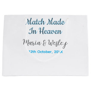 Grand Sac Cadeau Couple fait pour le ciel nom de couple bleu noir d