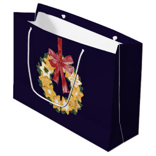 Grand Sac Cadeau Couronne de biscuits de Noël avec Arrière - plan b