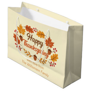 Grand Sac Cadeau Couronne de feuilles de Thanksgiving heureuse mign
