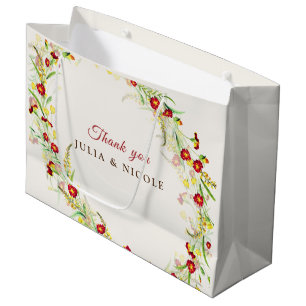 Grand Sac Cadeau Couronne de fleurs d'orchidée sauvage rose pourpre