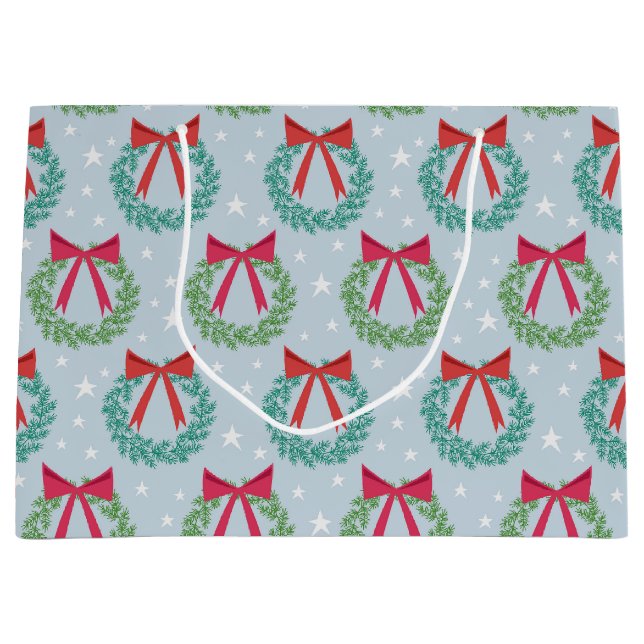 Grand Sac Cadeau Couronnes de Noël hivernales avec vaches Retro Ins (Devant)