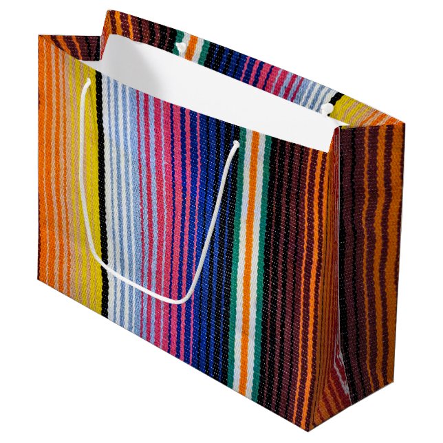 Grand Sac Cadeau Couverture Fiesta mexicaine colorée (Devant Angle)