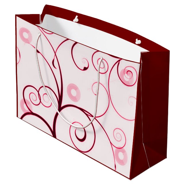 Grand Sac Cadeau Cranberry Red and White Swils and Circles (Dos Angle)