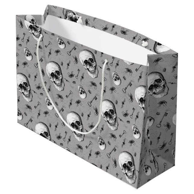 Grand Sac Cadeau Crâne et insectes Halloween (Dos Angle)