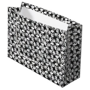 Grand Sac Cadeau Crâne gothique Crâne noir et blanc Motif design
