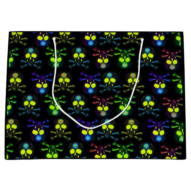 Grand Sac Cadeau Crânes de fantômes de pirates punk - Cobalt Nightm (Devant)