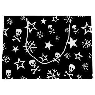 Grand Sac Cadeau Crânes et flocons de neige