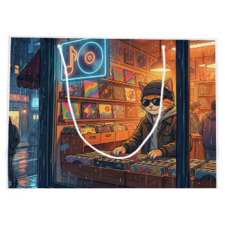 Grand Sac Cadeau Crate Digging at the Vinyl Store