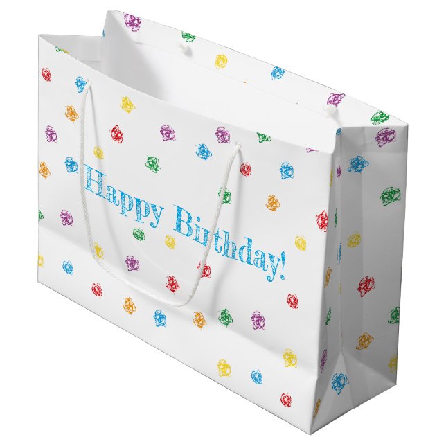 Grand Sac Cadeau Crayon bolsa regalo "Happy Birthday" (Devant Angle)