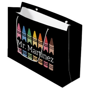Grand Sac Cadeau Crayon Personnalisé Nom de l'enseignant Mignon Ret