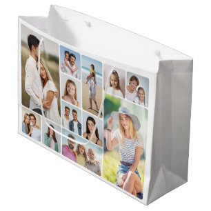 Grand Sac Cadeau Créez vos propres angles ronds 12 Photo Collage