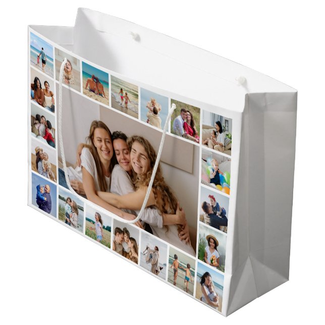 Grand Sac Cadeau Créez votre propre 21 photo Collage couleur modifi (Devant Angle)