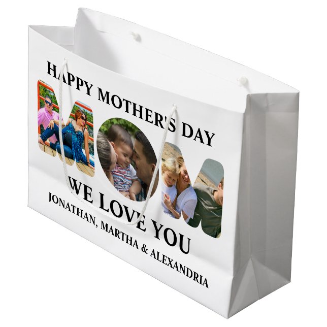 Grand Sac Cadeau Créez votre propre collage photo 3 Happy Mothers d (Devant Angle)