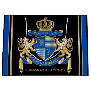 Grand Sac Cadeau Créez votre propre manteau d'emblème bleu de lio