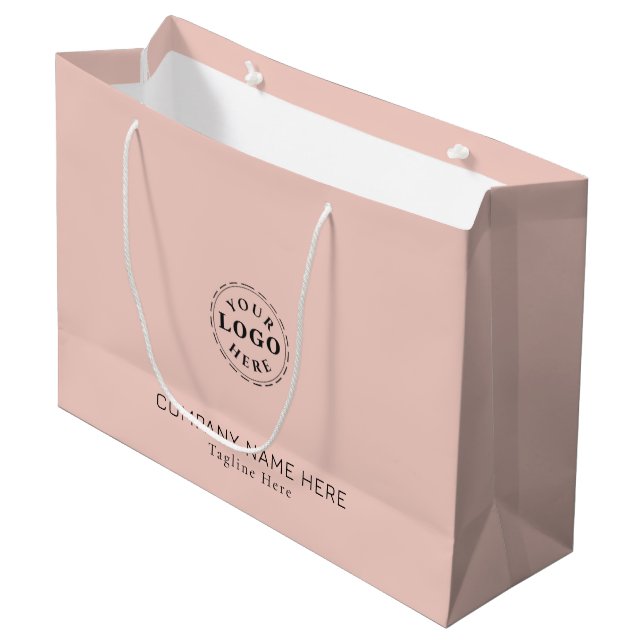 Grand Sac Cadeau Créez votre propre rose pâle personnalisé (Devant Angle)