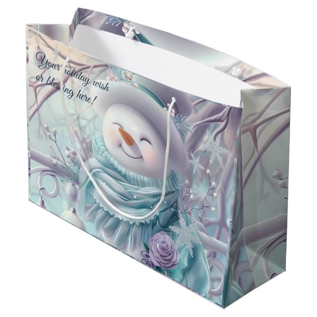 Grand Sac Cadeau Créez votre propre Snowman de Noël Minty (Dos Angle)