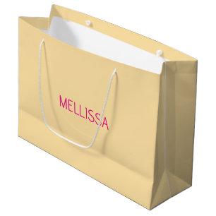 Grand Sac Cadeau Crème nom personnalisé minimaliste