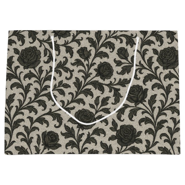 Grand Sac Cadeau Crimson Nocturne Bloom Victorian (Devant)