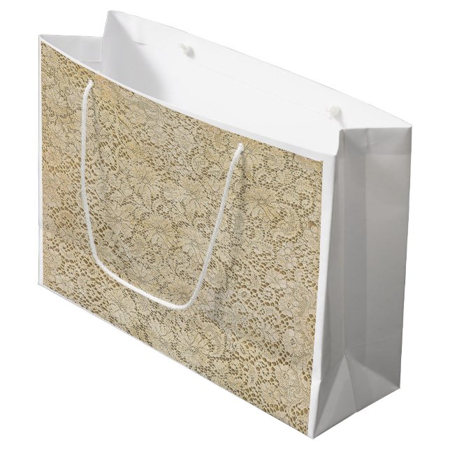 Grand Sac Cadeau crochet Lace Floral Pattern + your ideas (Devant Angle)