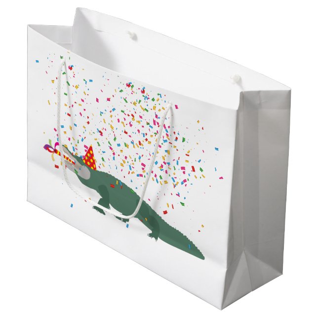 Grand Sac Cadeau Crocodile d'alligator - Animaux ayant une fête (Devant Angle)