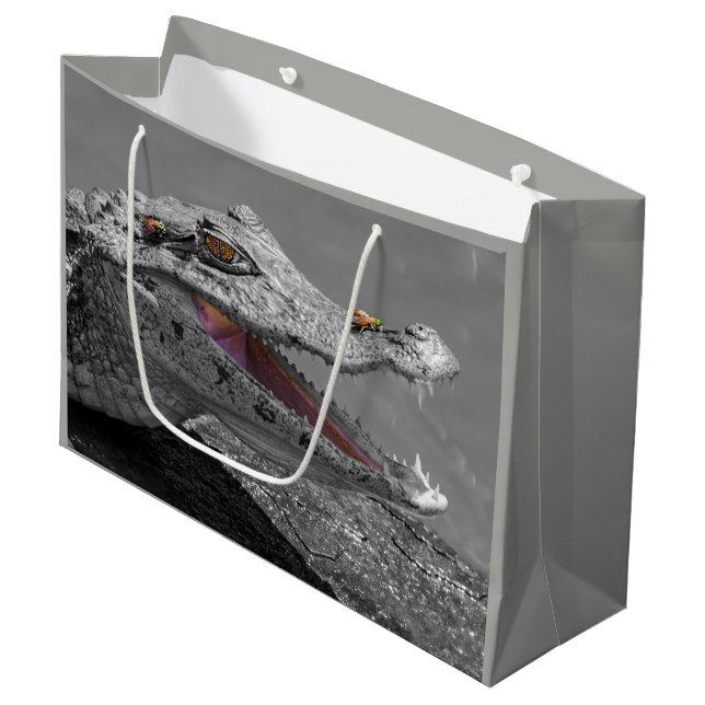 Grand Sac Cadeau Crocodile souriant en Tortuguero - Costa Rica (Devant Angle)