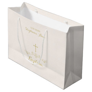 Grand Sac Cadeau Croix d'or et lauriers