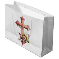 Croix en bois élégante aux fleurs roses