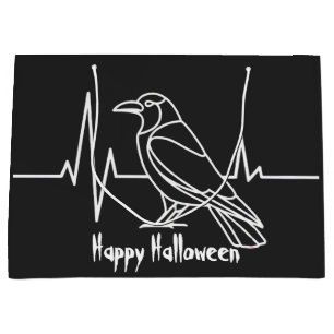 Grand Sac Cadeau Crow moderne & fréquence cardiaque, minimaliste, H