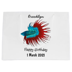 Grand Sac Cadeau Crowntail betta fish dessin animé