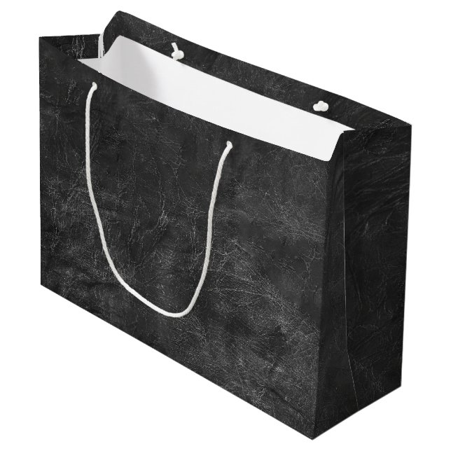 Grand Sac Cadeau Cuir noir Abstrait (Devant Angle)
