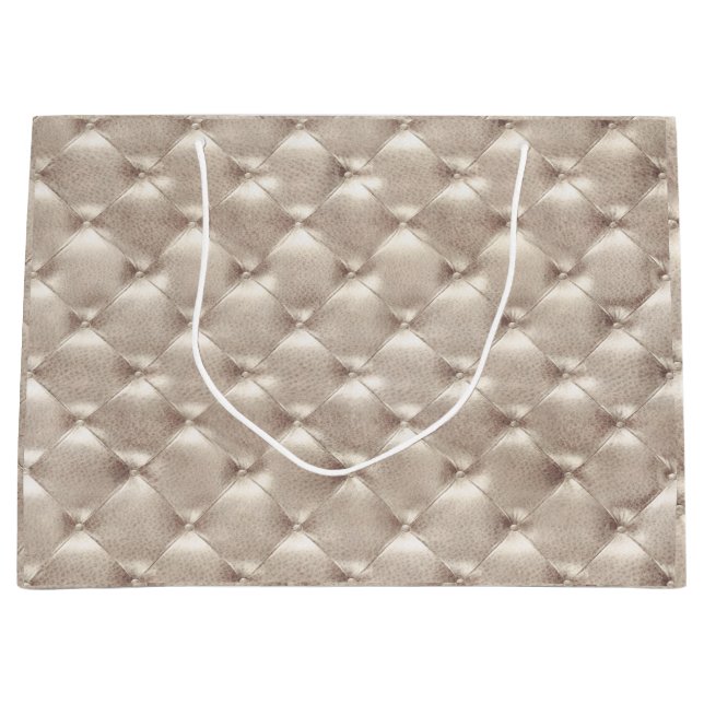 Grand Sac Cadeau Cuir Tufé Ivoire Pearly Metallic Glam Luxe (Devant)