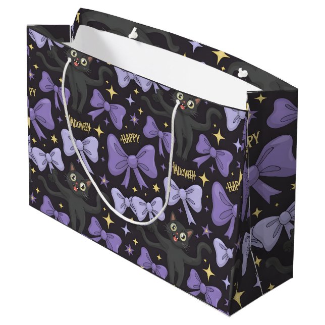 Grand Sac Cadeau Cuisine Éffrayante Chat Noir & Bow Halloween sans  (Dos Angle)