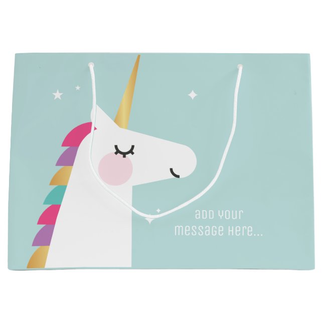 Grand Sac Cadeau Cuisine et moderne Rainbow Unicorn (Devant)
