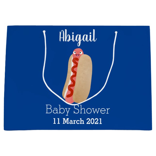 Grand Sac Cadeau Curieux hot dog Weiner dessin animé (Devant)