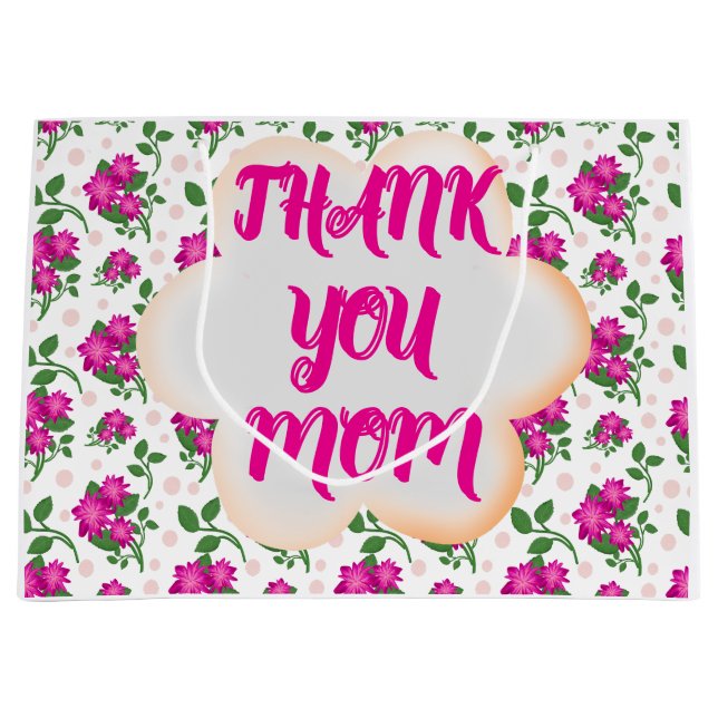 Grand Sac Cadeau Custom and personalized floral pattern  (Devant)