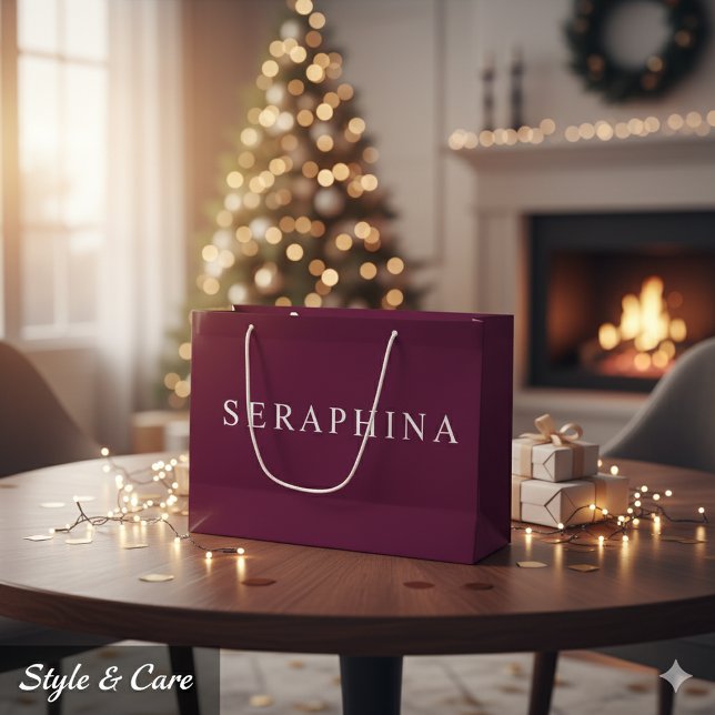 Grand Sac Cadeau Custom Designed Name Burgundy Celebration Bag (Custom Designed Name Burgundy Celebration Bag)