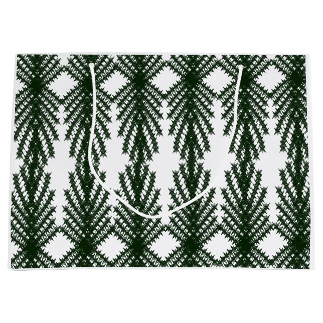 Grand Sac Cadeau Custom Forest Green Pine Tree Abstract Pattern (Devant)